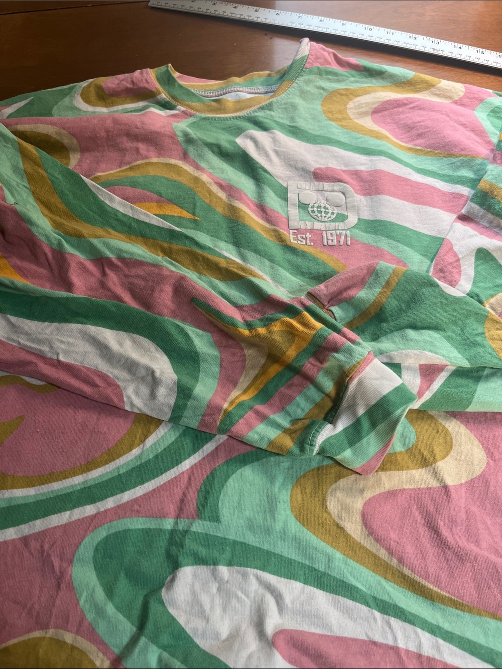 Walt Disney World Spirit Jersey Retro Swirl Long Sleeve Tee in Pink, Mint & Gold